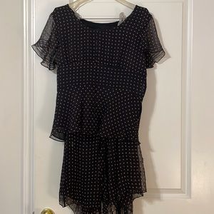 Black and Pink Polka Dot Shirt and Dress Set
